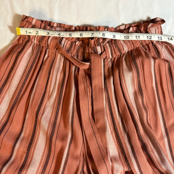 Angie Tie Waist Rust Colored Striped Wide Leg Palazzo Boho Trouser Pants Size L - Picture 3 of 13